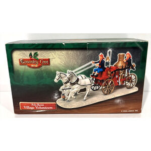 Vintage Lemax Coventry Cove Village Volunteers Horse Drawn Fire Wagon NIB